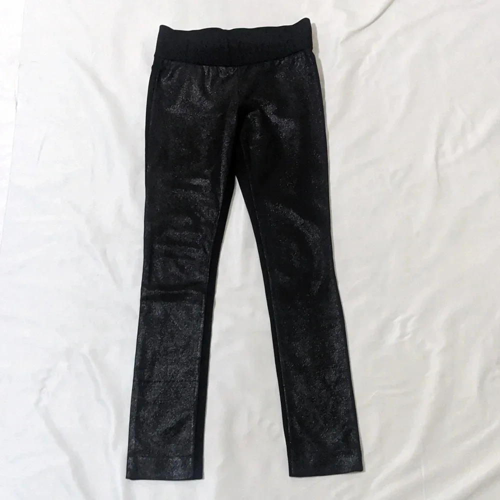 Club Monaco Sparkle Shimmer Stretch Leggings, Color Metallic Black Size 0